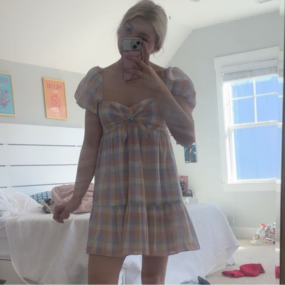 Amanda Uprichard Pastel Plaid Mini Dress
